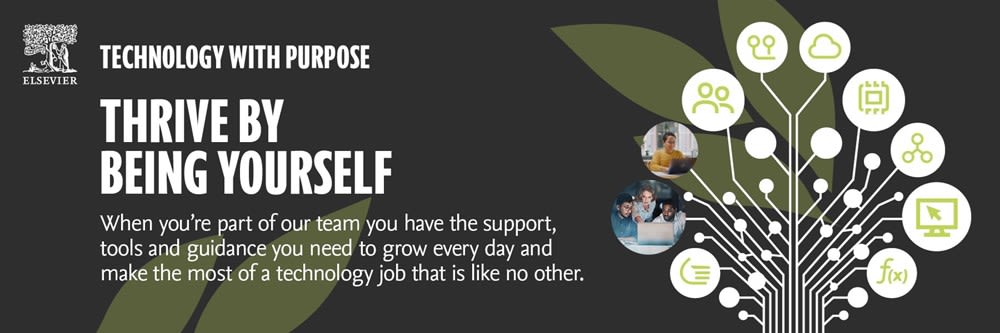 Technology with Purpose banner: "Thrive by being yourself. When you're part of our team, you have the support, tools and guidance you need to grow every day and make the most of a technology job that is like no other.