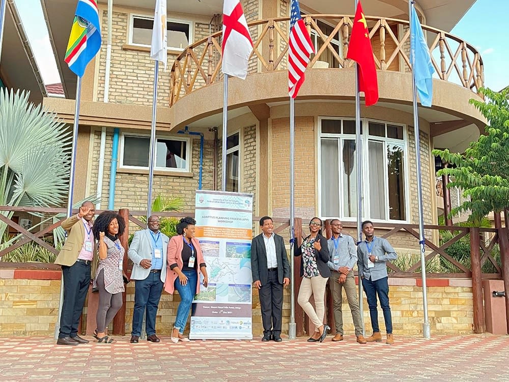 Dr Augustina Alexander (third from right) and her consortium colleagues in the Iringa region after a successful Adaptive Planning Process (APP) workshop that brought together a wide range of stakeholders to share different perspectives of water resource management. 