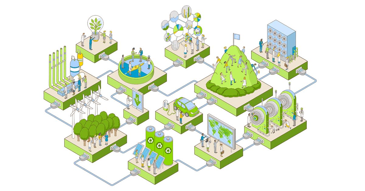 Illustration on the cover of Elsevier's Pathways to Net Zero report